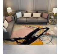 Via Vela Alfombra 160x230cm Abstracta Moderna Alfombrilla Minimalistas para salón Grande Tapete contemporáneas Lavables Comedor patrón de líneas Blancas Antideslizante y Plegable Fina Verde Oliva