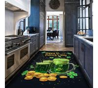 Via Vela Alfombra 160x230cm del Día de San Patricio Alfombrilla Lavable Vidrio Verde Cocina Antideslizante Lucky Leaf Tapete Grande Dormitorio Irlandesa Fina Pelo bajo Oficina en casa Suaves para