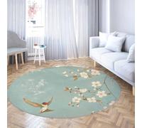 Via Vela Alfombra 180cm Redondas de Olas náuticas Ocean Alfombrilla Circulares Lavables a máquina Tapete Juegos Antideslizante Resistente Manchas Pelo bajo Plegable Fina y Suave Ligera en