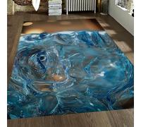 Via Vela Alfombra 180x240cm abstractas Modernas para Cara Humana Estudio Alfombrilla Suave 3D Azul con patrón de remolinos Agua Tapete Pelo bajo Resistentes a Manchas Respaldo Antideslizante salón