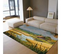 Via Vela Alfombra 180x240cm artísticas para la Zona Golden Harvest Village Área de diseño Natural Alfombrilla Antideslizante Lavable en Comedor Tapete Grandes Pelo bajo Plegable y Resistente a