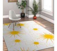 Via Vela Alfombra 180x240cm Mid Century Modern Alfombrilla Bohemias para el salón Grande Temática de Sol Tapete Lavables Dormitorio y Comedor con Estampado Amarillo Sunburst Abstract Antideslizante