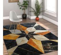 Via Vela Alfombra 180x240cm Naranja Minimalismo nórdico Superficie geométrica Alfombrilla de salón para Dormitorio Arte étnico Moderno Tapete Blanda Lavable a máquina Comedor Oficina en casa