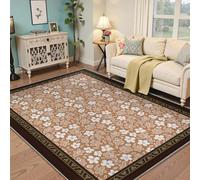 Via Vela Alfombra 180x240cm Vintage Caramelo Pequeña Área Floral Alfombrilla Sala de Estar Delicadas Tapete Flores bajo la Mesa Lavable Suelo Antideslizante Pelo Fino Plegable para Dormitorio