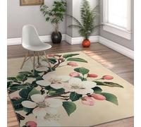 Via Vela Alfombra 180x270cm de Arte asiático Alfombrilla botánicas orientales para salón Dormitorio Cocina máquina patrón Flor Manzano Silvestre Tapete Antideslizantes Lavables Floral la del