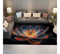 Via Vela Alfombra 180x270cm de Arte fantasía para salón estética Alfombrilla Lavables Resistentes a Manchas Comedor Cocina surrealismo Tapete Antideslizante Loto translúcida Azul y Naranja única