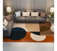 Via Vela Alfombra 180x270cm estéticas Retro círculos Abstractos Estampado de Rayas Alfombrilla Lavable para Exteriores salón patrón Abstracto geométrico Bloques Color Respaldo Antideslizante en