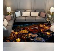 Via Vela Alfombra 180x270cm Harvest Cena de Acción Gracias Alfombrilla Comedor Resistente a Manchas Tapete Fina Plegable y Grande Habitación Invitados Antideslizantes Sala Juegos Interior