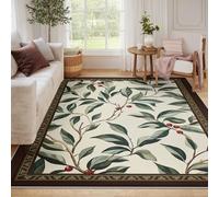 Via Vela Alfombra 180x300cm Art Nouveau Alfombrilla de baño Estilo Victoriano Finas y Lavables Tapete botánicos Hoja Verde Oscuro con Estampado Antideslizante para el salón Dormitorio Bohemio