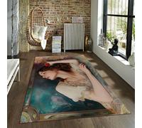 Via Vela Alfombra 180x300cm Art Nouveau Alfombrilla Vintage de Retrato para salón Tapete Pelo bajo Resistente a Manchas Antideslizante Dormitorio Finas Plegable y Estilo Mucha el Comedor del