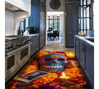 Via Vela Alfombra 180x300cm artísticas mexicanas Esqueleto Floral salón Alfombrilla Lavables Tapete Resistentes a Manchas Dormitorio Bohemio habitación Infantil Gran para el Suelo Fina Colorida y