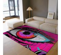 Via Vela Alfombra 180x300cm Pop Art para salón Dormitorio Graffiti Street Máquina de Lavar Alfombrilla Grandes Tapete Psicodélicas con Gran patrón Ojos Pelo bajo Respaldo Antideslizante Comedor