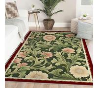 Via Vela Alfombra 180x300cm Retro Lavable Naturalismo Alfombras Grandes Suaves para Sala de Estar con Patrón Enredadera Floral Dormitorio Comedor Delgada Antideslizante Clásica Tradición