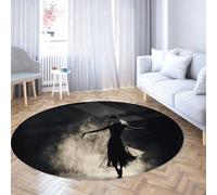 Via Vela Alfombra 200cm artísticas Redondas Silueta de Bailarina Lavable Elegante Mujer Alfombrilla para el Suelo Estudio Baile camerino salón Belleza Esterilla Antideslizante Pelo bajo