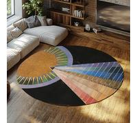 Via Vela Alfombra 200cm Redondas de Playa Oficina montañas Alfombrilla Antideslizantes Circulares Arena Beach Pasillo Tapete Fina y Grande Lavable Palmera Nubes Entrada Plegable Pelo bajo para