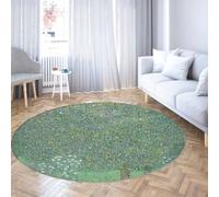 Via Vela Alfombra 200cm Redondas Tropicales Grafiti Palmera artística Alfombrilla Antideslizantes del salón Tapete Circulares Lavables a máquina Vibrante y Colorida con Salpicaduras para
