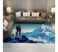 Via Vela Alfombra 60x120cm Inspiradoras Tema Aventura Alfombrilla Fina Lavable Tapete Minimalista Moderna Antideslizante para salón Dormitorio Cocina Suelo Moqueta Patrón de Vistas Nevadas Pelo