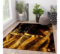 Via Vela Alfombra 60x120cm Modernas Alfombrilla Abstracta Dorada Brillante Tapete Elegante para Mujer Lavable Tipo Estudio Antideslizante de Pelo bajo apartamento Fina en vestíbulo Interiores del