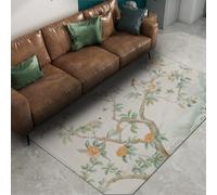 Via Vela Alfombra 60x120cm Pastel Alfombrilla Crema de peonía Lavable Flor Antideslizante Tapete Retro asiática Plegable botánica Interior para la habitación del bebé Bohemias Dormitorio