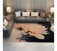 Via Vela Alfombra 60x90cm Abstracta Moderna Alfombrilla Grandes para salón Tapete Lavables Bohemias Dormitorio Comedor Rubor Rosa con patrón Floral Fina Antideslizante y Plegable Resistente