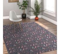 Via Vela Alfombra 60x90cm botánicas para pájaros habitación de Invitados Alfombrilla Suaves y desaliñadas patrón follaje Tapete Pelo bajo fosa Antideslizante Resistentes a Manchas moqueta