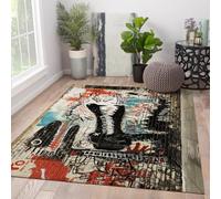 Via Vela Alfombra 60x90cm de Estilo Urbano Arte Graffiti Callejero Alfombrilla salón Pop Art Tapete Lavables para Dormitorio Comedor expresionista Abstracta con Estampado Antideslizante y a