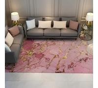 Via Vela Alfombra 60x90cm de mármol Alfombrilla Rosa Lavable a máquina Tapete Antideslizante Pelo bajo con Venas Doradas Lujo para Dormitorio Estética Bohemia hogar Bohemio Retro salón Oficina