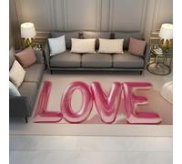 Via Vela Alfombra 60x90cm del Día de San Valentín Love Pink Rug Machine Lavable Habitación bebé Alfombrilla romántica Pelo bajo Esterilla Antideslizante Moderna Estética Dormitorio Interior para