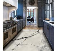 Via Vela Alfombra 60x90cm Modernas de mármol Alfombrilla Cocina Estilo Blanco y Negro Tapete Antideslizante Lavandería Pelo bajo Potros Superficie Piedra Textura estética Arte único del hogar