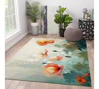 Via Vela Alfombra 80x150cm de Flores para salón Pequeña Zona Margaritas Alfombrilla Moda y Hermosa decoración el hogar Tapete Dormitorio Cocina Pelo bajo Lavables Antideslizantes