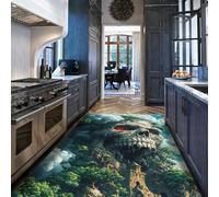 Via Vela Alfombra 80x150cm góticas Lavables Fantasía Alfombrilla Grandes y Suaves para salón Surrealistas Castillo Bosque Tapete Dormitorio Comedor Horror Halloween Antideslizante Fina 3D Visual