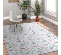 Via Vela Alfombra 80x150cm náuticas Habitación Infantil Alfombrilla de Delfín Ballena Lavable Tapete Antimanchas Antideslizante Dormitorio Pelo bajo Fino Plegable Estética Grande Interior para la