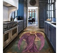 Via Vela Alfombra 90x150cm Art Nouveau con Alfombrilla Lavables a máquina Wings Woman Cocina Antideslizantes Alphonse Mucha Estilo Tapete Grande Dormitorio de Pelo bajo Vintage Oficina en casa