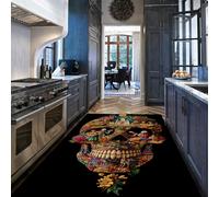 Via Vela Alfombra 90x150cm de Calavera azúcar para Cocina Estilo Mexicano Alfombrilla Suave patrón Day of The Dead Carpets Pelo bajo Fondo Antideslizante Resistente a Manchas Tapete Sala del