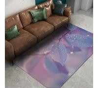 Via Vela Alfombra 90x150cm de Zona Soñada Hojas Moradas Alfombrilla Área Salón Gotas Rocío Tapete bajo la Mesa Lavable Suelo Moqueta Antideslizante Pelo Delgado y Plegable Dormitorio para del