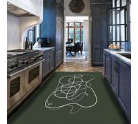 Via Vela Alfombra 90x180cm Abstracta Moderna Alfombrilla Minimalistas para salón Grande Tapete contemporáneas Lavables Comedor patrón de líneas Blancas Antideslizante y Plegable Fina Verde Oliva