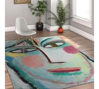 Via Vela Alfombra 90x180cm abstractas Arte Facial Lavable a máquina Alfombrilla de Pelo bajo Antideslizante para Retratos Tapete Suelo modernista Interior Estudio Estética Bohemia Dormitorio