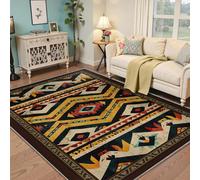 Via Vela Alfombra 90x180cm Aztecas Alfombrilla Grande Resistente a Manchas para salón Tapete Lavables Antideslizantes de Pelo bajo Finas y Plegables Dormitorio habitación la guardería Sala Juegos
