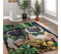 Via Vela Alfombra 90x180cm caprichosas Sombrero Verde Arte para Perros Alfombrilla de Entrada Tapete Lavable Pelo bajo Antideslizante Antideslizantes del Día San Patricio conferencias lavandería