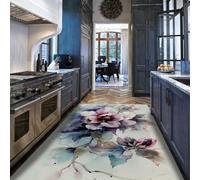Via Vela Alfombra Arte contemporáneo 160x230cm Acuarela Magnolia Flor Lavable a máquina salón Dormitorio Comedor Oficina hogar Fino Antideslizante