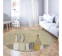 Via Vela Alfombra Redonda Antideslizante Still Life 80cm Patrón Botellas y frascos Alfombra Circular Ligera Pelo bajo Lavable Suave para Sala Estar Dormitorio