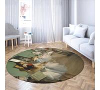 Via Vela Alfombra Redonda Estilo clásico 120cm La Clase Baile Alfombra Circular Grande Lavable para Interiores Antideslizante para habitación Barro Apartamento Hogar Guardería