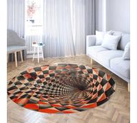 Via Vela Alfombra Redonda Lavable a máquina Lujo Ligero 100cm Impresión Abstracta a Cuadros en Espiral Alfombra Circular Antideslizante Piso Pelo bajo para Cocina y Dormitorio