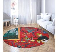 Via Vela Alfombra Redonda Lavable Landscape 80cm Harmony The Red Room Pattern Alfombra Delgada Antideslizante para Interiores Piso Piso Baja Pila para Entrada y Comedor
