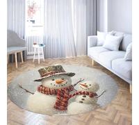 Via Vela Alfombra Redonda muñeco Nieve Invierno Entrada 100cm 3D Temporada Navidad Gran Alfombra Circular Festiva Linda estética Lavable máquina Plegable tapete Comedor apartamento