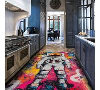 Via Vela Alfombras área Estilo Minimalista Alfombra Delgada Pelo bajo Antideslizante Lavable a máquina con patrón Astronauta Arte Graffiti Colorido para Interiores y Exteriores 160x230cm