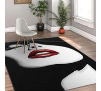 Via Vela Alfombras área Extra Grande Arte único Elegante y Noble patrón Retrato Mujer Labios Rojos Lavable Antideslizante Alfombra Delgada Pelo bajo para Dormitorio 180x270cm