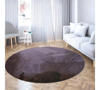 Via Vela Alfombras área Redondas Estilo Vintage para Sala Estar 80cm Walk at Dusk Print Alfombra Circular Antideslizante para Piso Lavable a máquina para lavandería Comedor