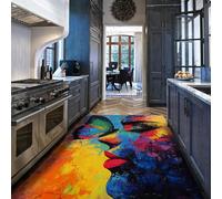 Via Vela Alfombras Coloridas del área del Arte del Graffiti Retrato Abstracto la Cara la Mujer y patrón Mariposa Alfombra Delgada Lavable Antideslizante Pelo bajo para la Entrada 60x90cm