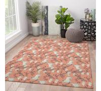 Via Vela Alfombras Corredor Lavables Estilo Oriental 80x300cm Lindo patrón ovejas y Flores con Respaldo Goma Alfombra Delgada Pelo bajo para Entrada lavandería